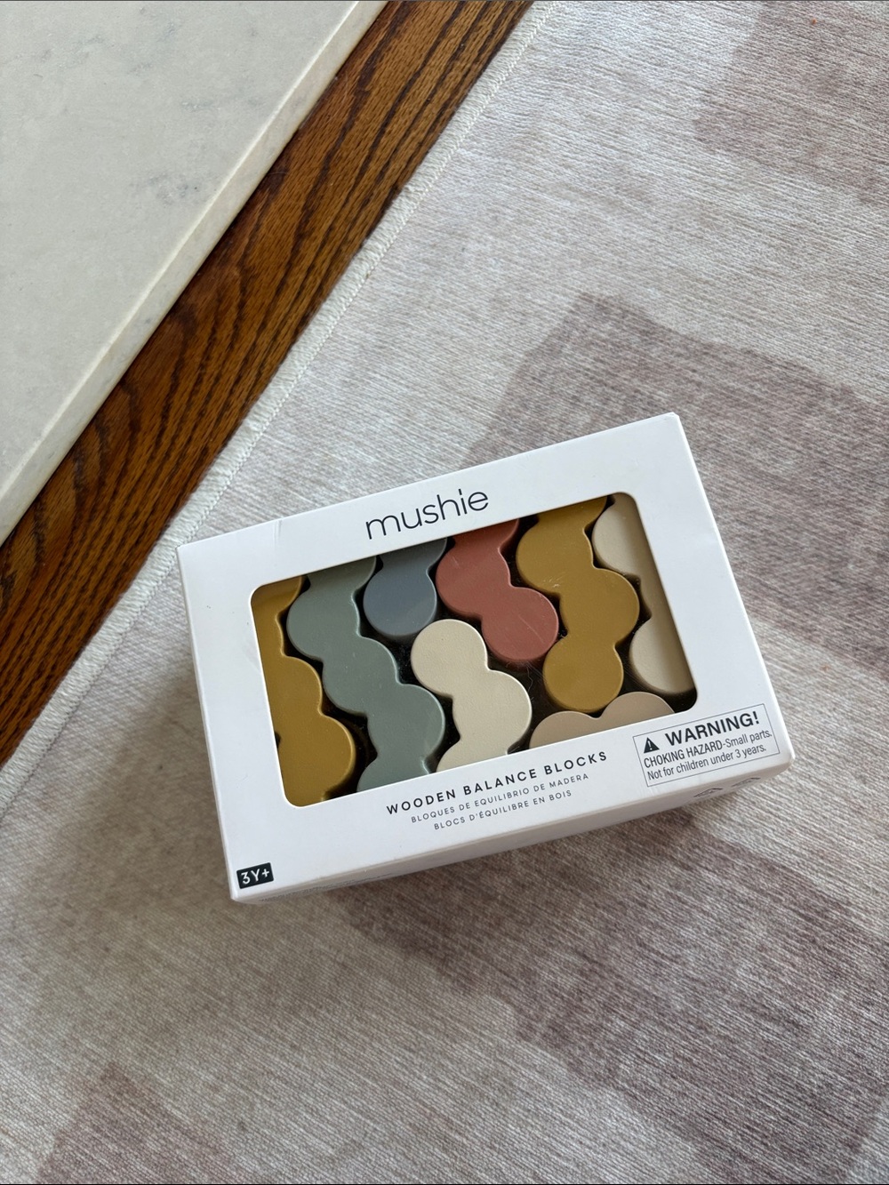 NWT mushie wooden balance blocks